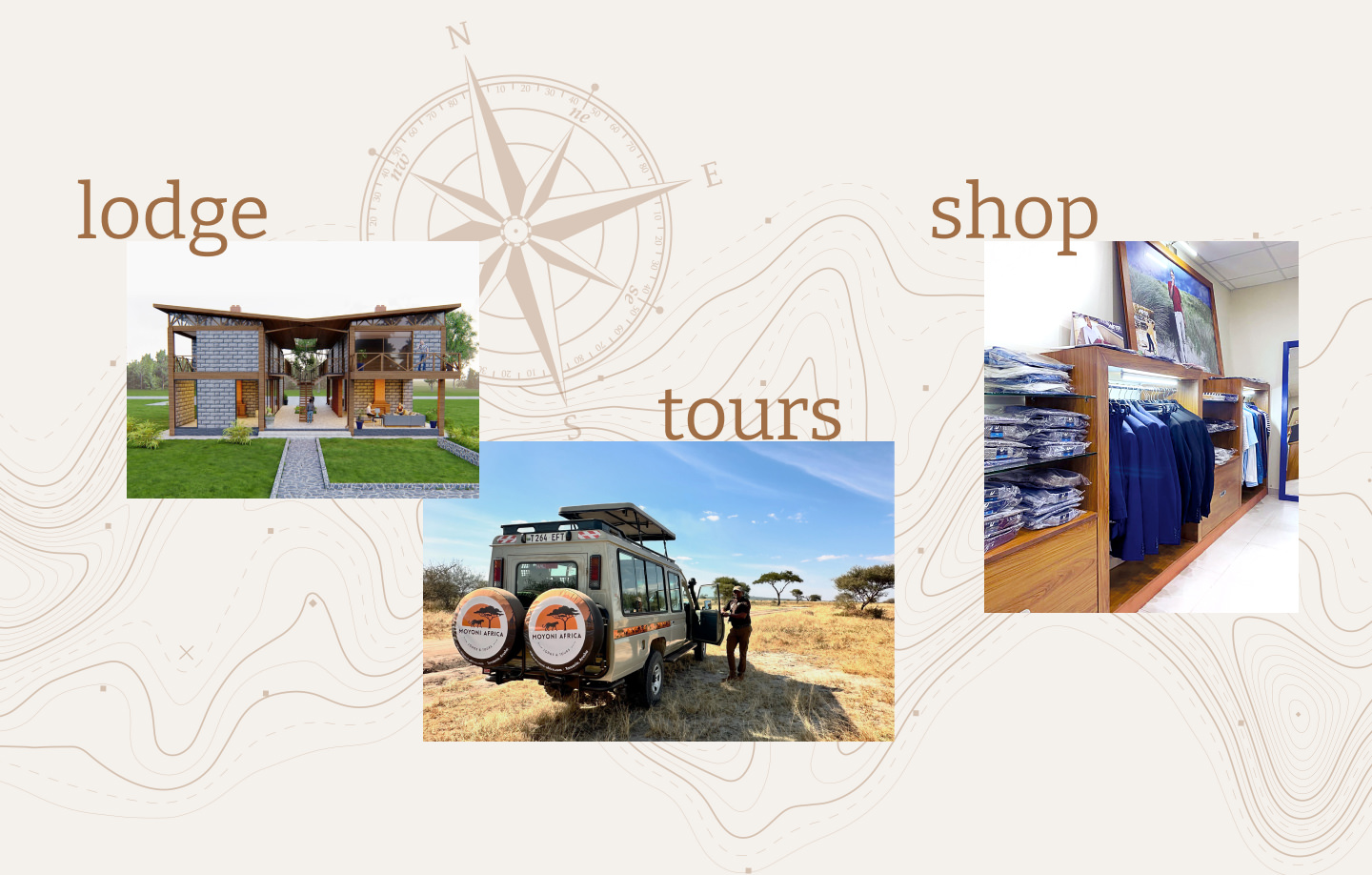 Lodge, Tours, Shop